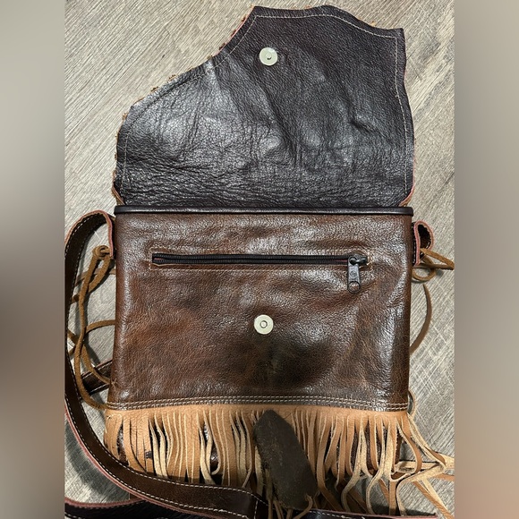 Loriano Tolaini Handmade Leather Boho Bag with Fringe and Embellishments - Picture 5 of 17